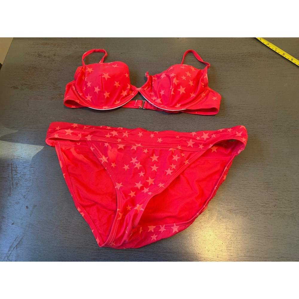 Ninety-Nine Womens Red Star Print Underwire Bikini Set 2 Piece Swimsuit XL
